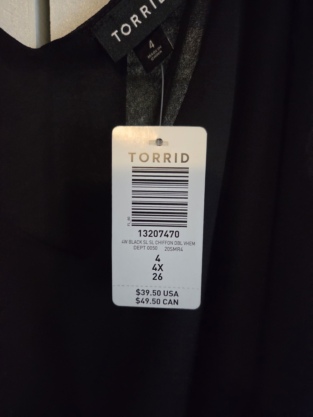 torrid Black Short Sleeve Chiffon V-Neck Tee